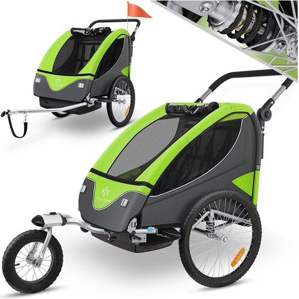 KESSER Fahrradkinderanhänger, Kinderanhänger Fahrradanhänger 360° Drehbar mit Feder