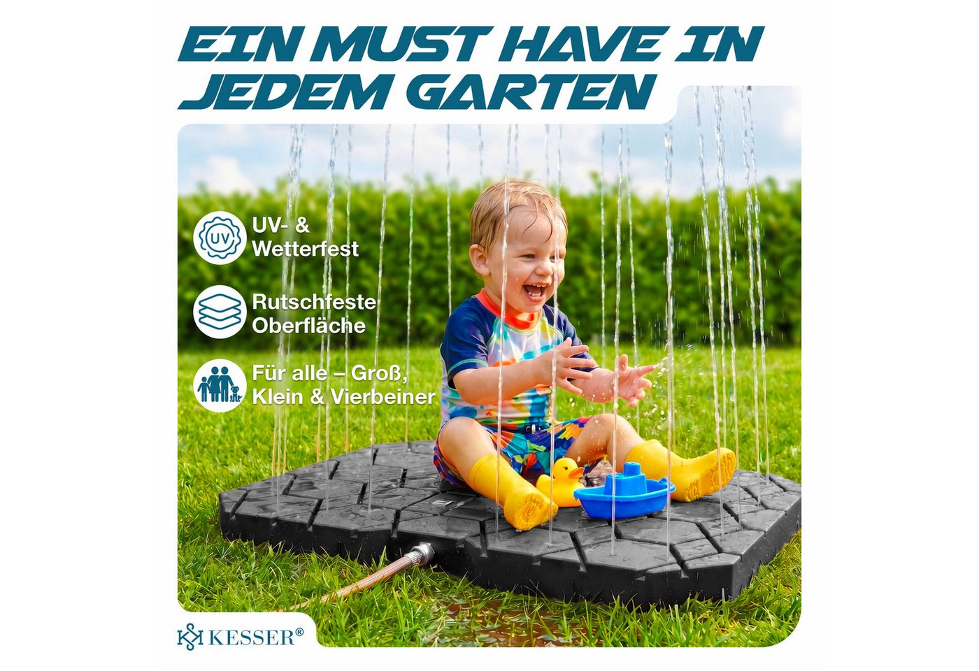KESSER Gartendusche Bodendusche für alle, Groß, Klein & Vierbeiner, Inklusive Adapter & Montagezubehör – Bild 4 von 5