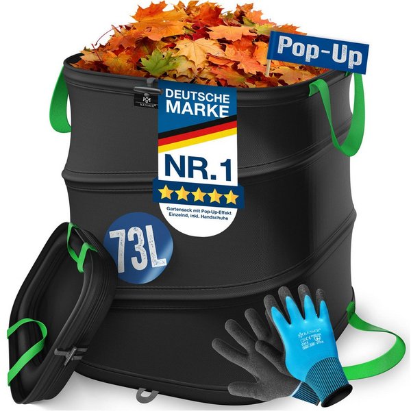 KESSER Gartensack, 73 l, (1-tlg), Pop-Up-Gartensack Laubsack Gartenabfallsack inkl. Handschuhe
