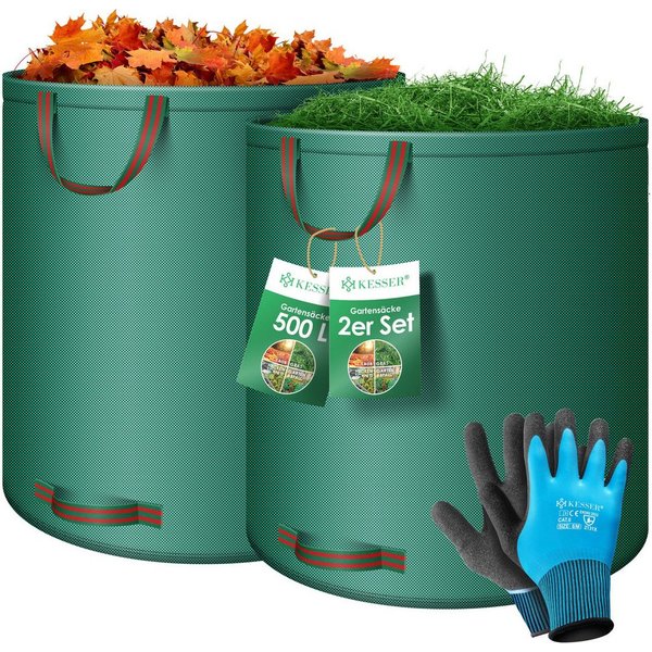 KESSER Gartensack, 500 l, (2-tlg), Gartensack Set Laubsack Gartenabfallsack inkl. Handschuhe