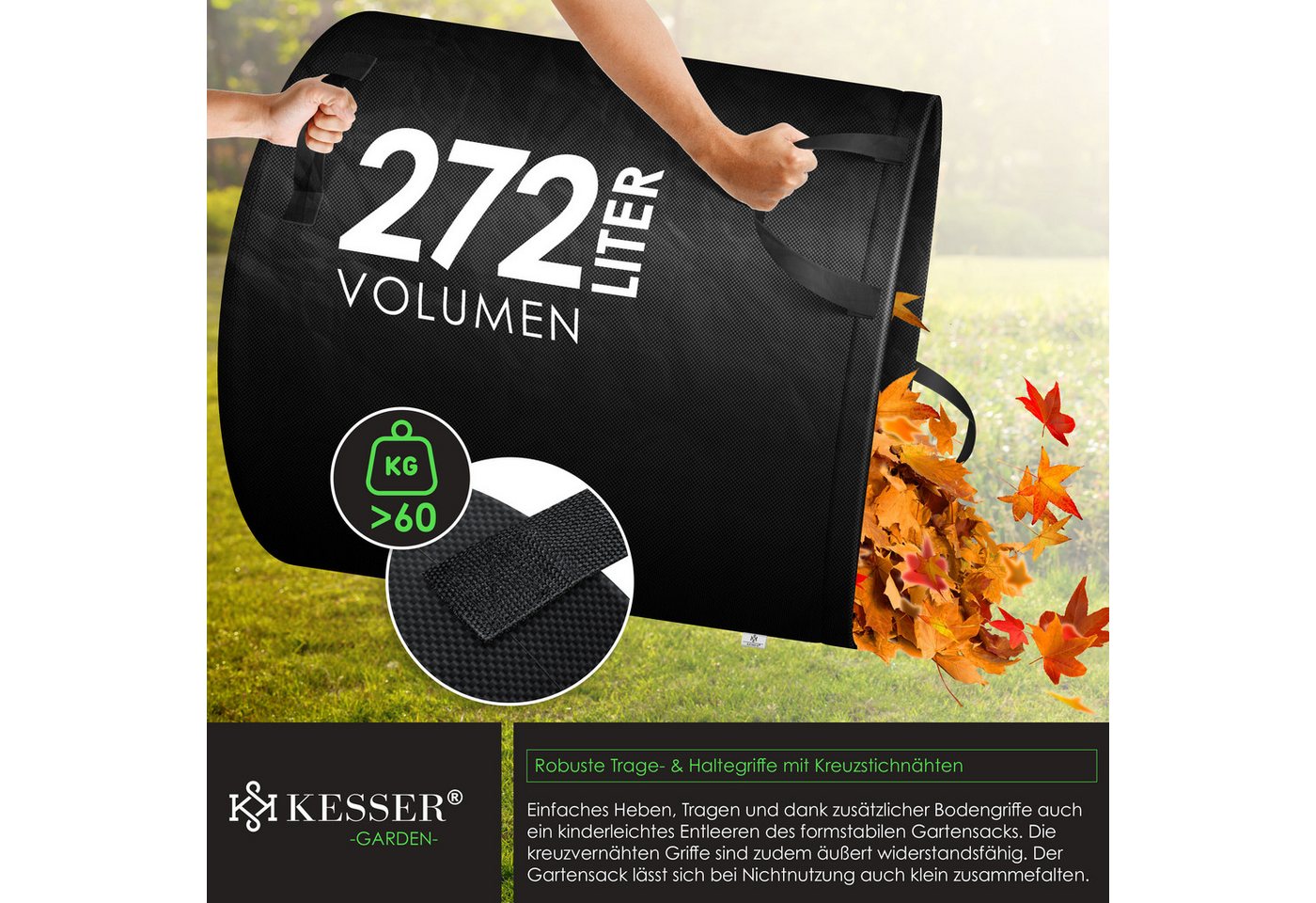 KESSER Gartensack, 272 l, (6-tlg), Gartensack Set Laubsack Gartenabfallsack inkl. Handschuhe – Bild 5 von 5