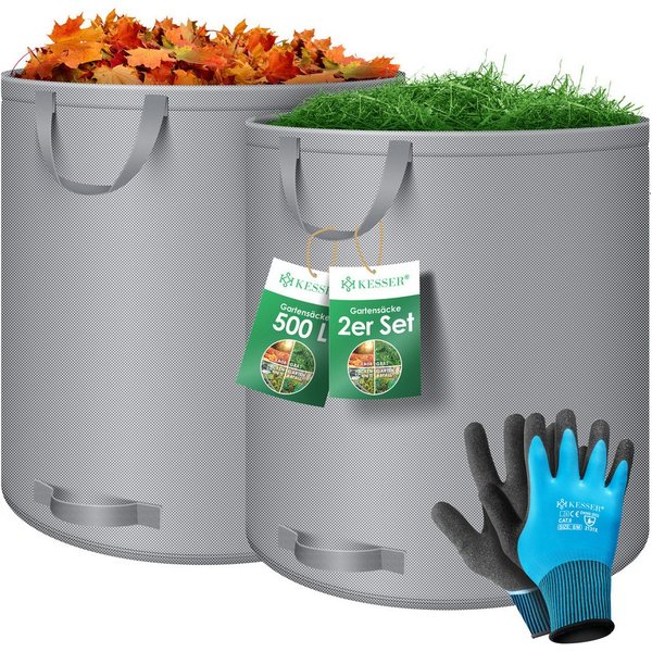 KESSER Gartensack, 500 l, (2-tlg), Gartensack Set Laubsack Gartenabfallsack inkl. Handschuhe