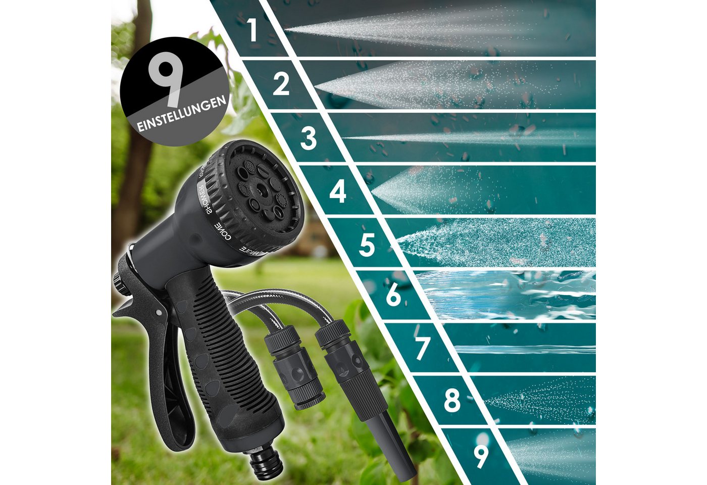 KESSER Gartenschlauch, Schlauchaufroller Automatik mit 2-Wege-Verteiler & Wandhalterung – Bild 4 von 5