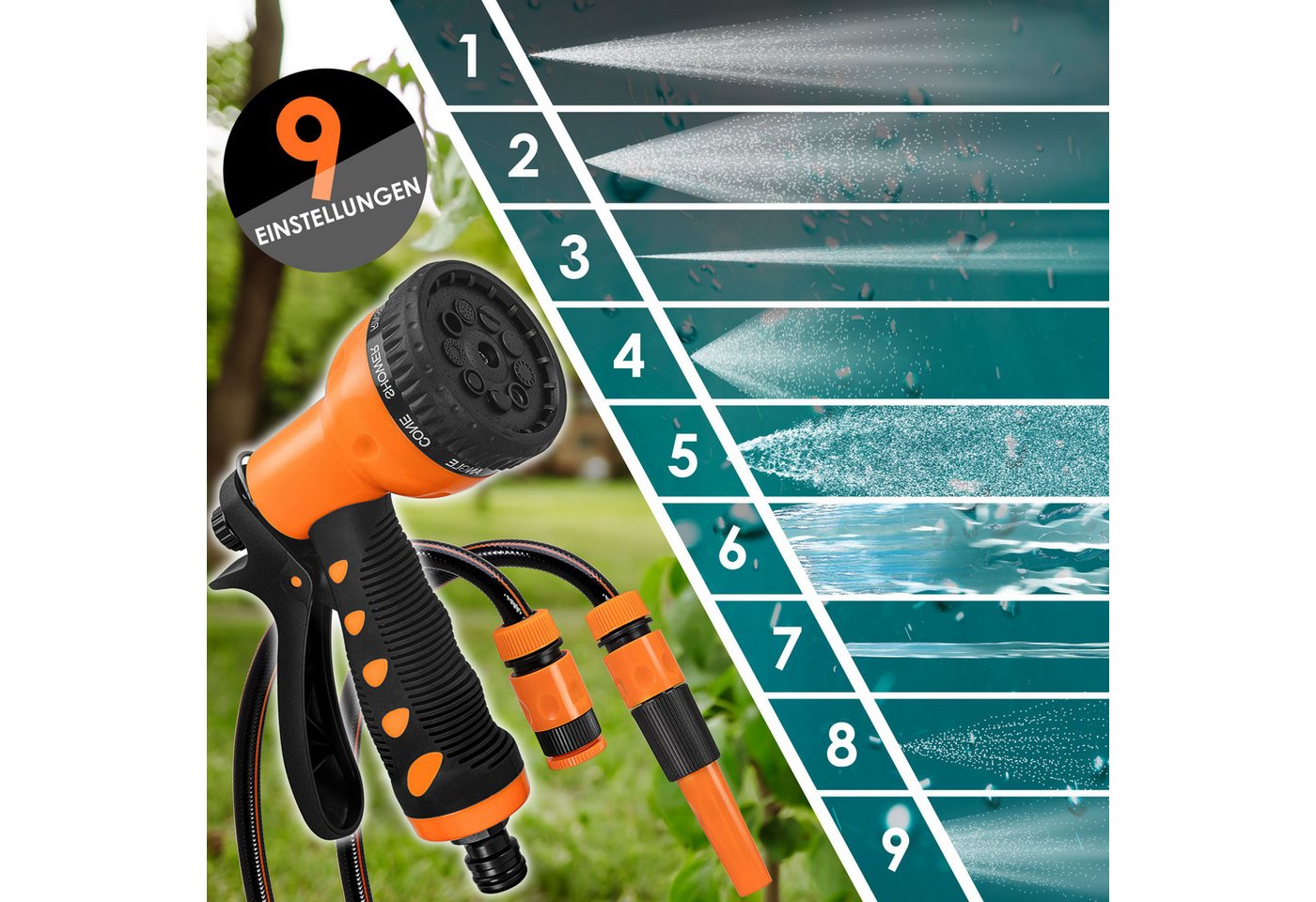 KESSER Gartenschlauch, Schlauchaufroller Automatik mit 2-Wege-Verteiler & Wandhalterung – Bild 4 von 5