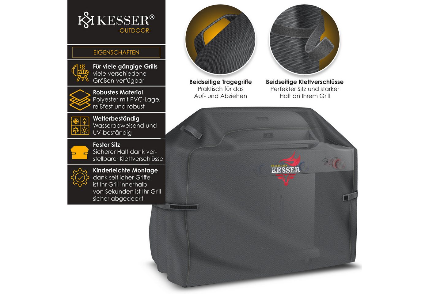 KESSER Grill-Schutzhülle, Premium BBQ Grillabdeckung Gasgrill Grillhaube Abdeckung Wet – Bild 2 von 5
