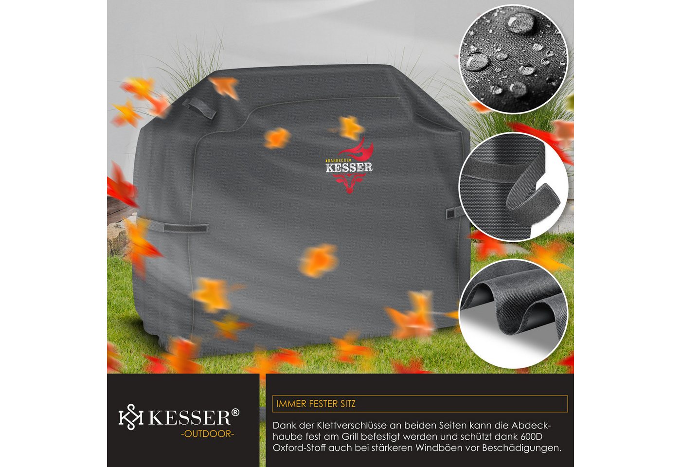 KESSER Grill-Schutzhülle, Premium BBQ Grillabdeckung Gasgrill Grillhaube Abdeckung Wet – Bild 5 von 5