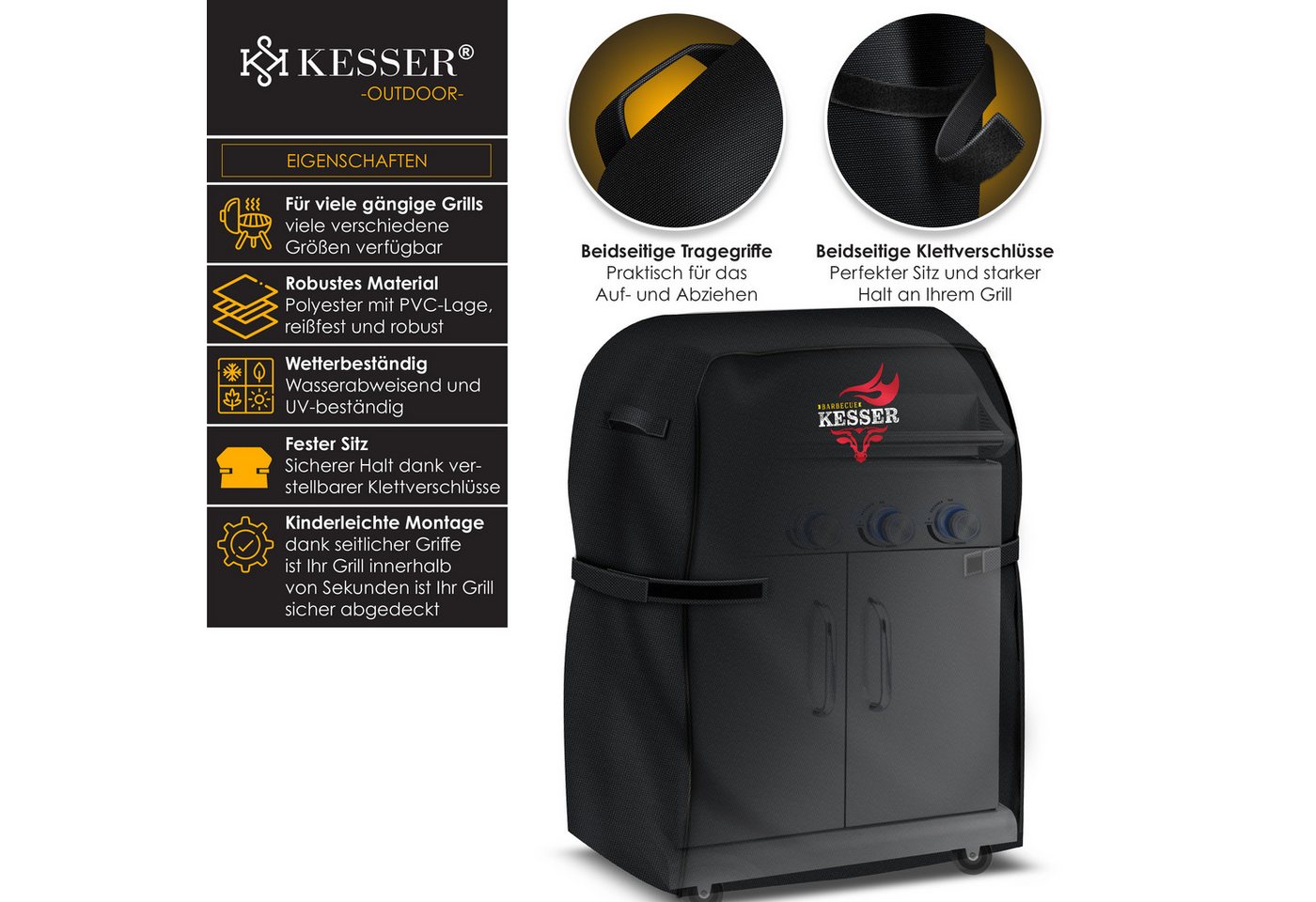KESSER Grill-Schutzhülle, Premium BBQ Grillabdeckung Gasgrill Grillhaube Abdeckung Wet – Bild 2 von 5