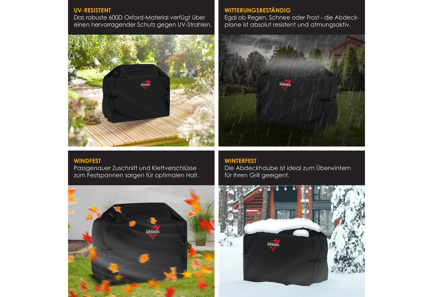 KESSER Grill-Schutzhülle, Premium BBQ Grillabdeckung Gasgrill Grillhaube Abdeckung Wet – Bild 3 von 5