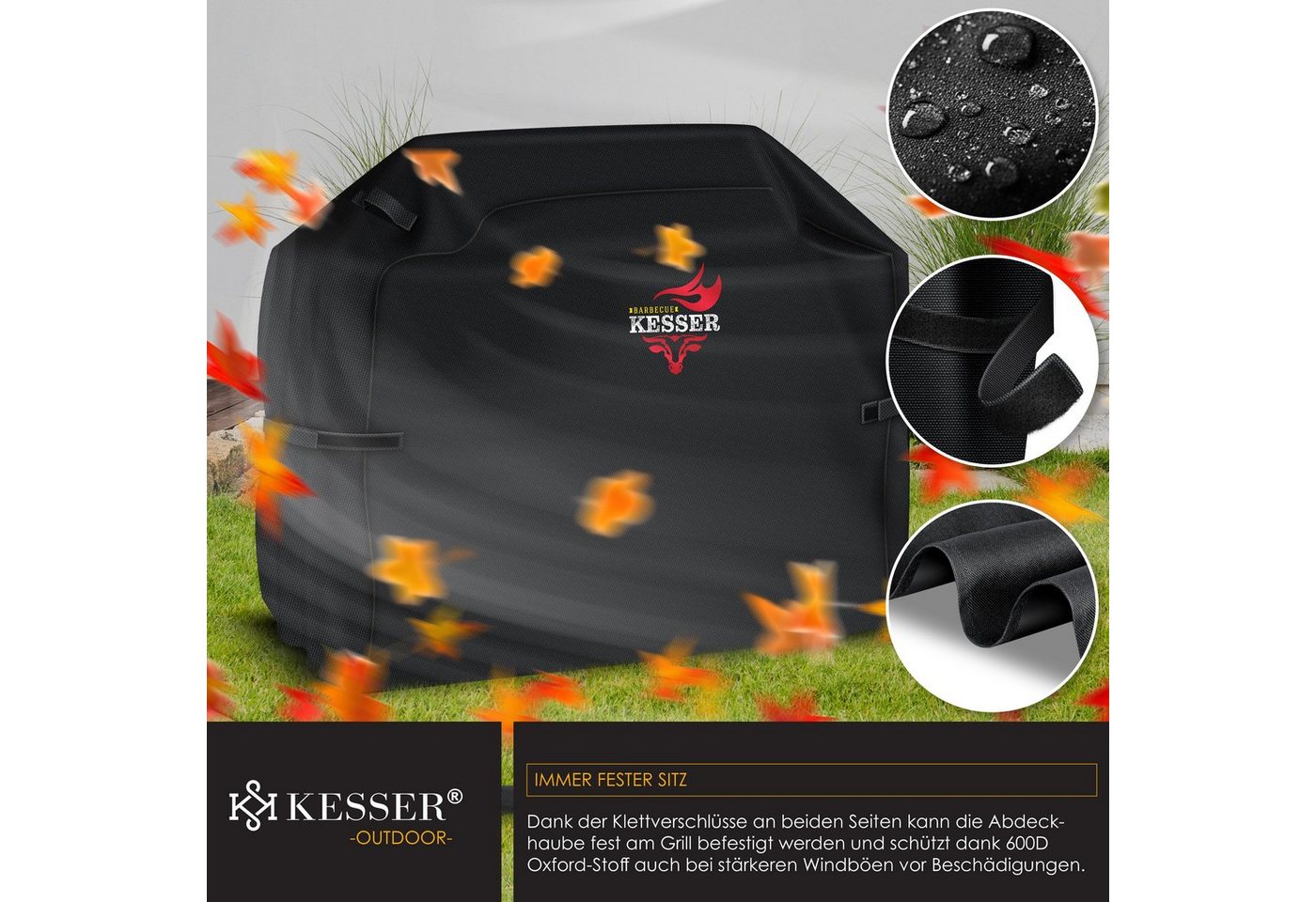KESSER Grill-Schutzhülle, Premium BBQ Grillabdeckung Gasgrill Grillhaube Abdeckung Wet – Bild 5 von 5