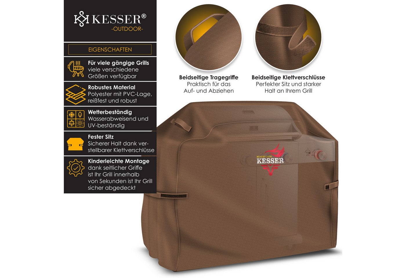 KESSER Grill-Schutzhülle, Premium BBQ Grillabdeckung Gasgrill Grillhaube Abdeckung Wet – Bild 2 von 5