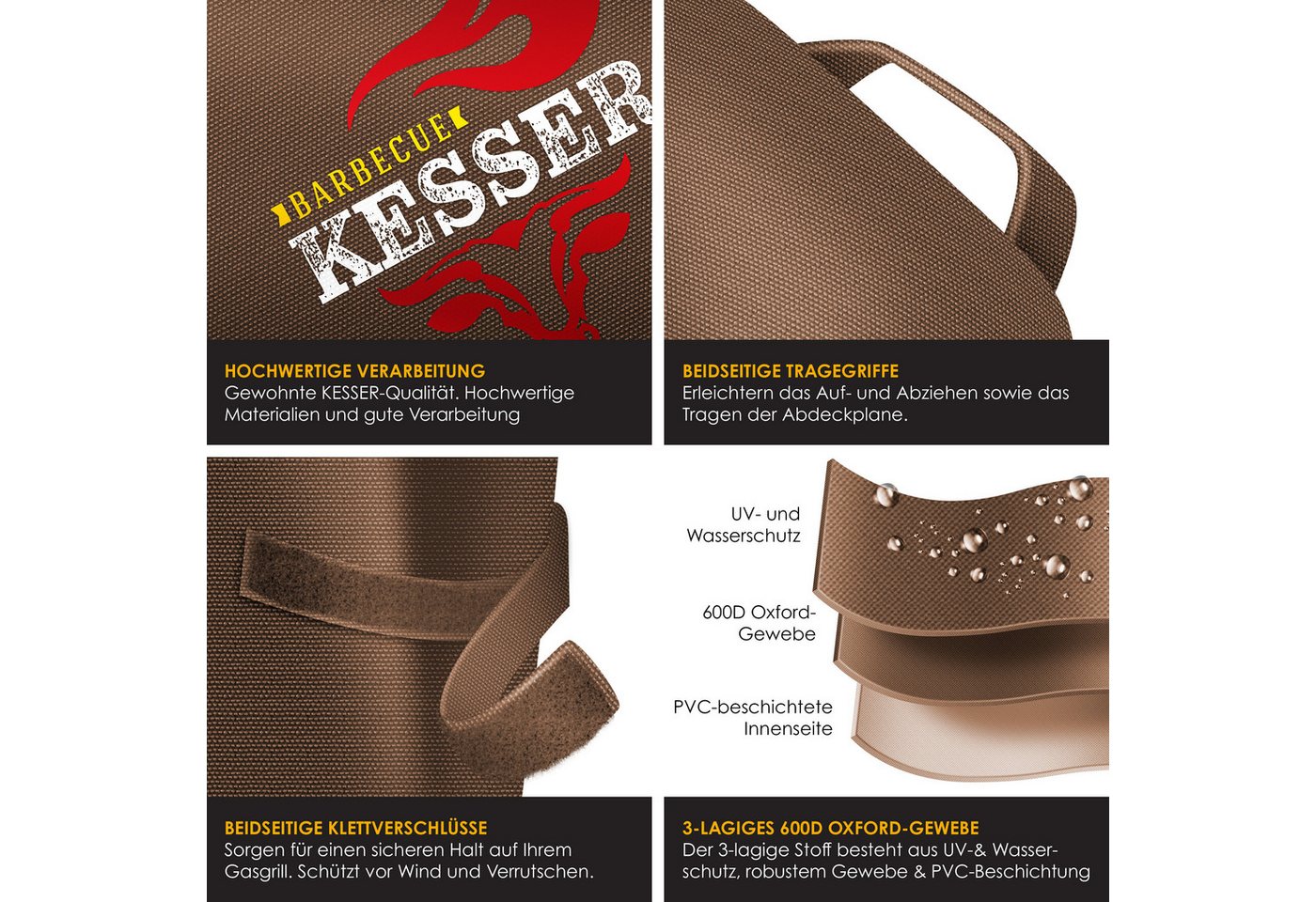 KESSER Grill-Schutzhülle, Premium BBQ Grillabdeckung Gasgrill Grillhaube Abdeckung Wet – Bild 4 von 5