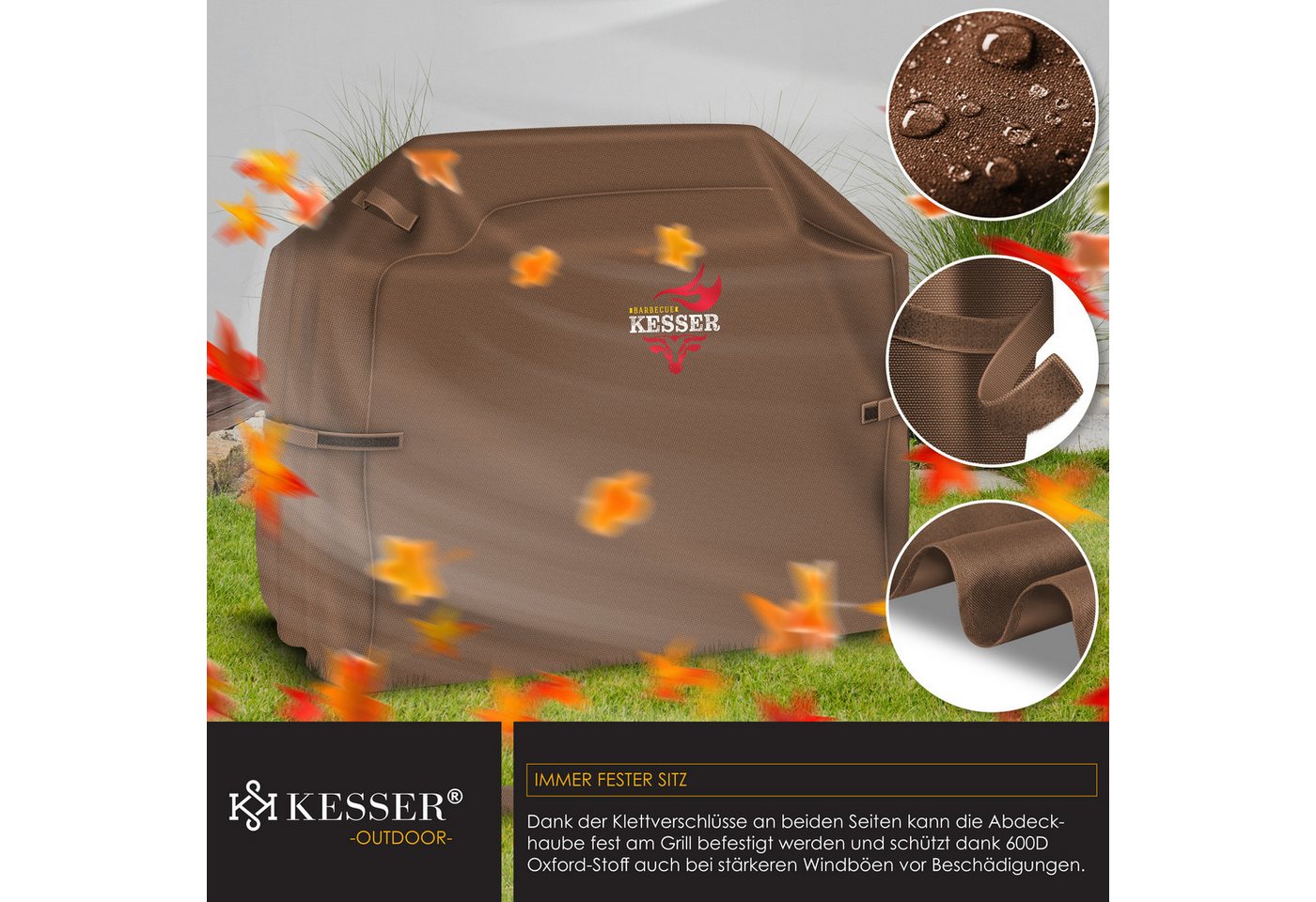 KESSER Grill-Schutzhülle, Premium BBQ Grillabdeckung Gasgrill Grillhaube Abdeckung Wet – Bild 5 von 5