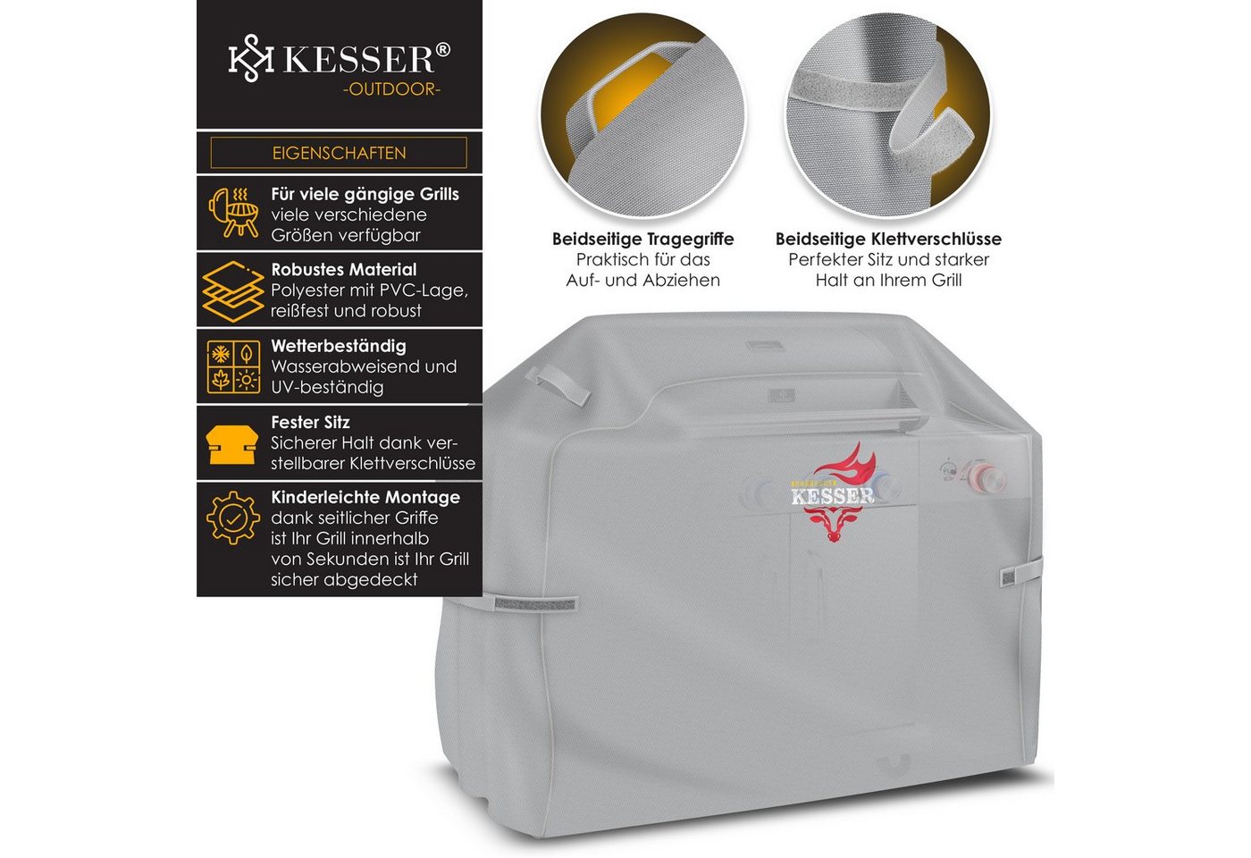 KESSER Grill-Schutzhülle, Premium BBQ Grillabdeckung Gasgrill Grillhaube Abdeckung Wet – Bild 2 von 5