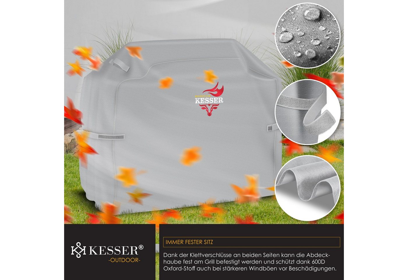 KESSER Grill-Schutzhülle, Premium BBQ Grillabdeckung Gasgrill Grillhaube Abdeckung Wet – Bild 5 von 5