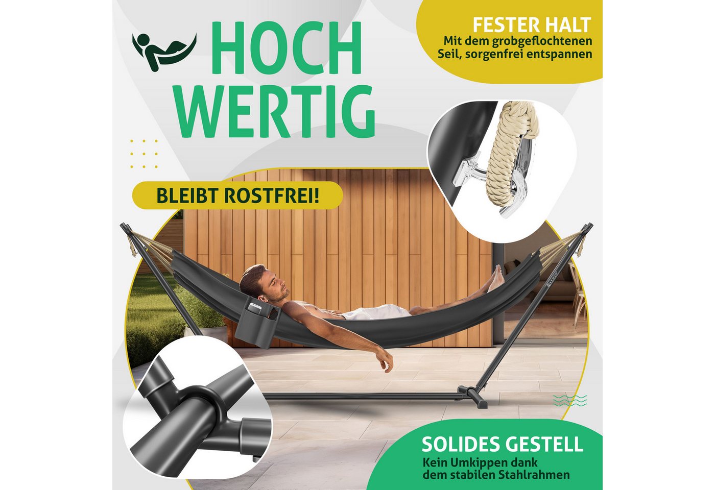 KESSER Hängematte, Hängematte LAKE mit Gestell Doppelhängematte für 2 Personen – Bild 4 von 5