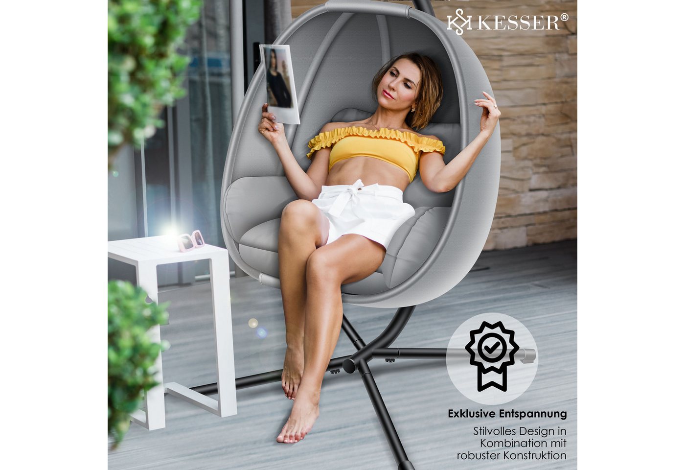KESSER Hängesessel, Luxe Hängesessel mit Gestell weicher Sitzkissen – Bild 3 von 5