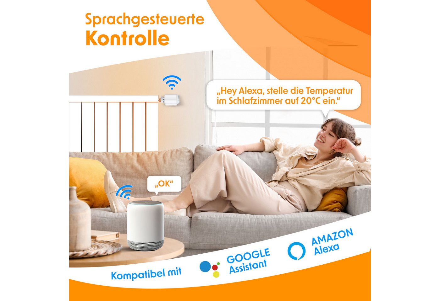 KESSER Heizkörperthermostat, Heizungsregler Smart Home Heizungssteuerung mit WLAN & APP Steuerung – Bild 4 von 5