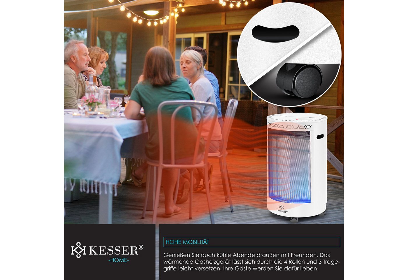 KESSER Heizstrahler, 4200 W, Gasheizer Keramik Gas Heizer 4200 Watt Heizstrahler + Gasdruckregler – Bild 5 von 5
