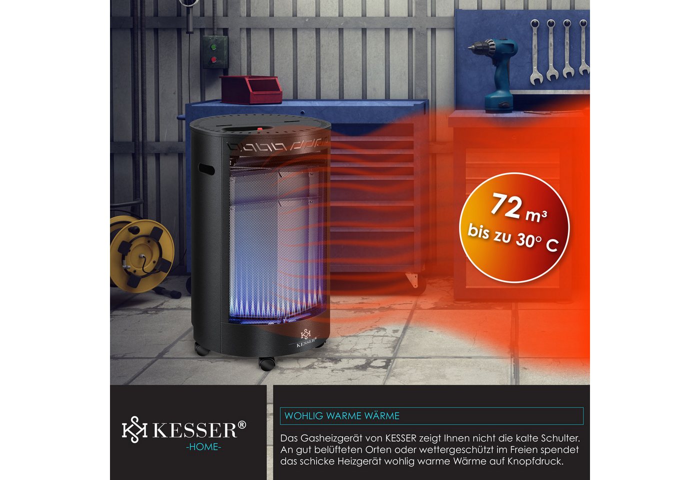 KESSER Heizstrahler, 4200 W, Gasheizer Keramik Gas Heizer 4200 Watt Heizstrahler + Gasdruckregler – Bild 5 von 5