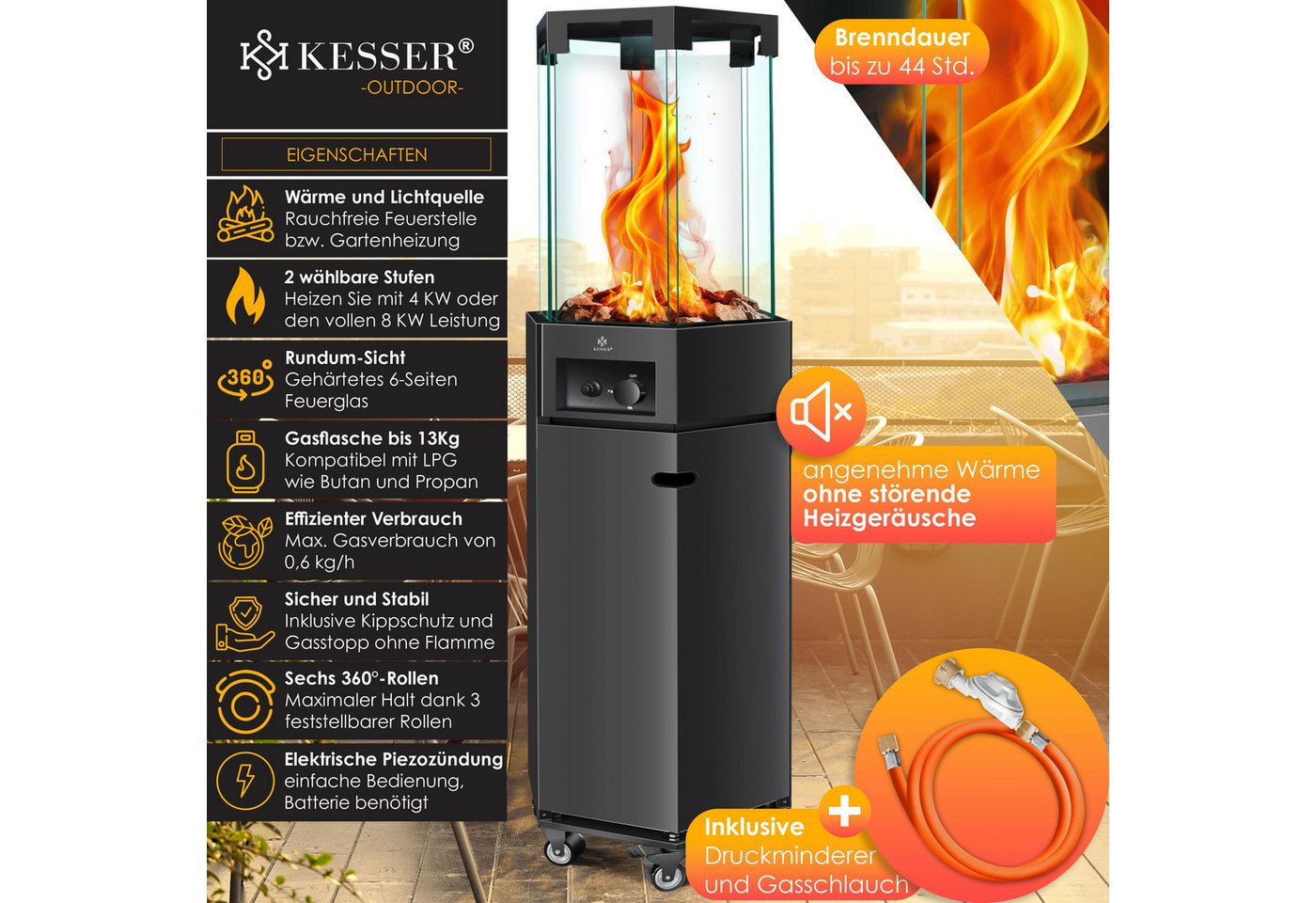 KESSER Heizstrahler, Heizstrahler Gas Terrassenheizstrahler Gasheizung – Bild 2 von 5