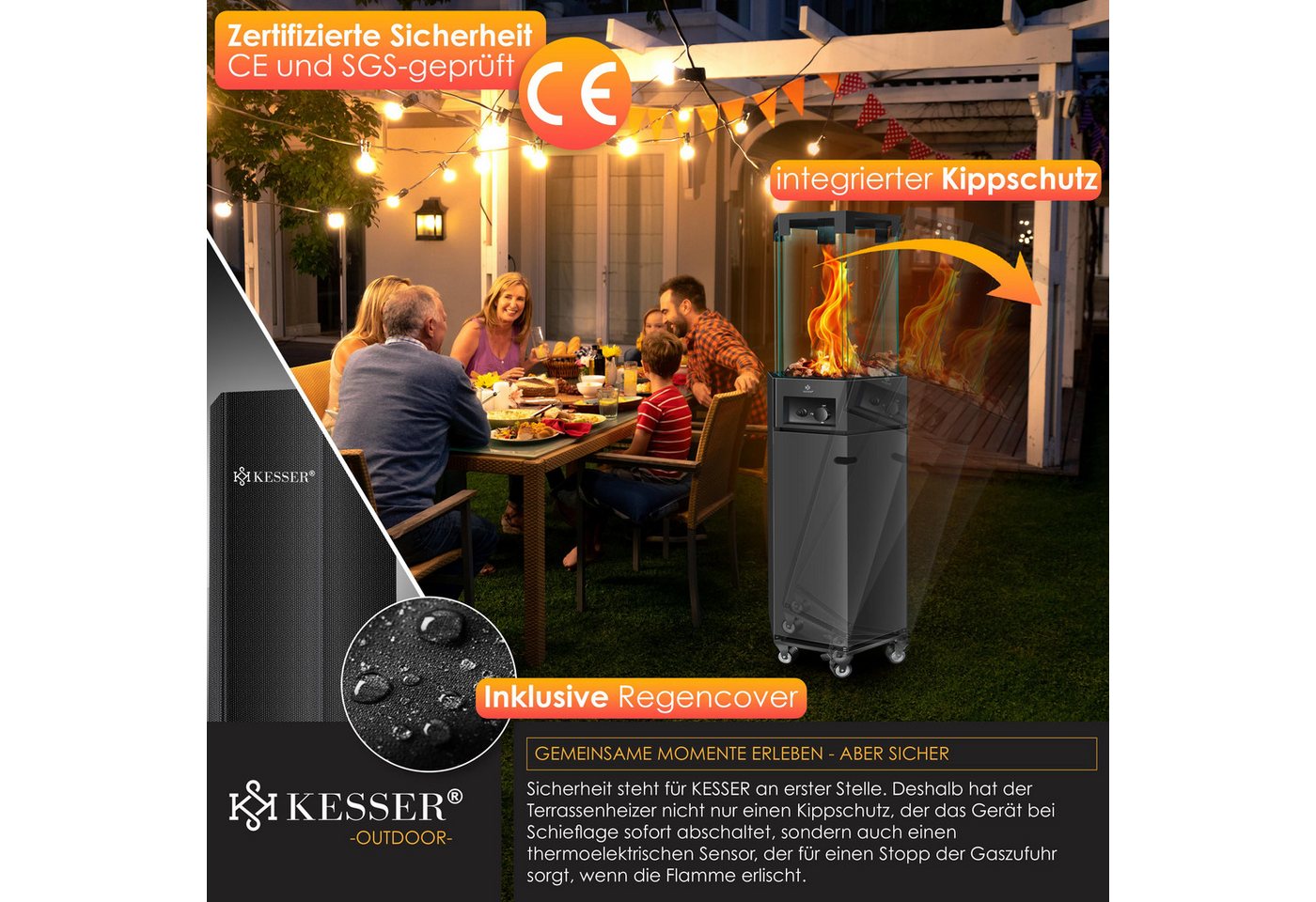 KESSER Heizstrahler, Heizstrahler Gas Terrassenheizstrahler Gasheizung – Bild 5 von 5