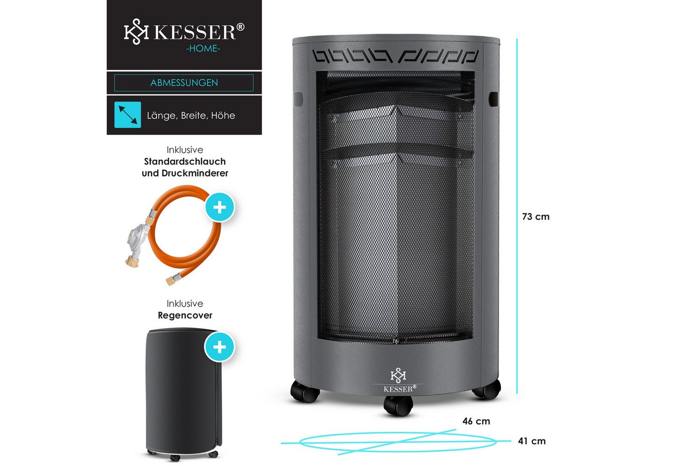 KESSER Heizstrahler, 4200 W, Gasheizer Keramik Gas Heizer 4200 Watt Heizstrahler + Gasdruckregler – Bild 3 von 5