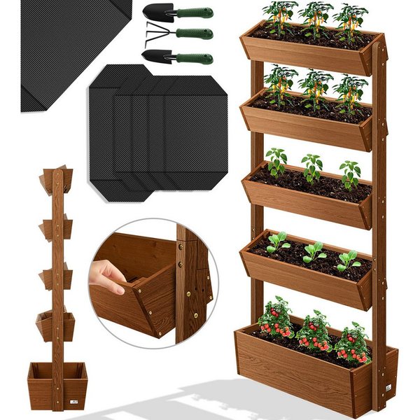 KESSER Hochbeet, mit Etagen Premium Blumenkasten Blumentreppe Gemüsebeet Blumenbeet