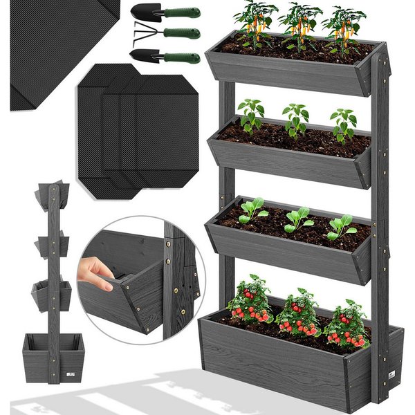 KESSER Hochbeet, mit Etagen Premium Blumenkasten Blumentreppe Gemüsebeet Blumenbeet