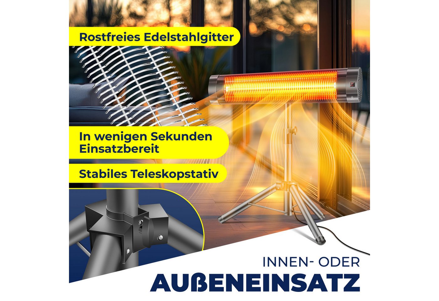 KESSER Infrarotstrahler, 2500 W, Infrarotstrahler Heizstrahler Terrassenstrahler 2500W – Bild 4 von 5