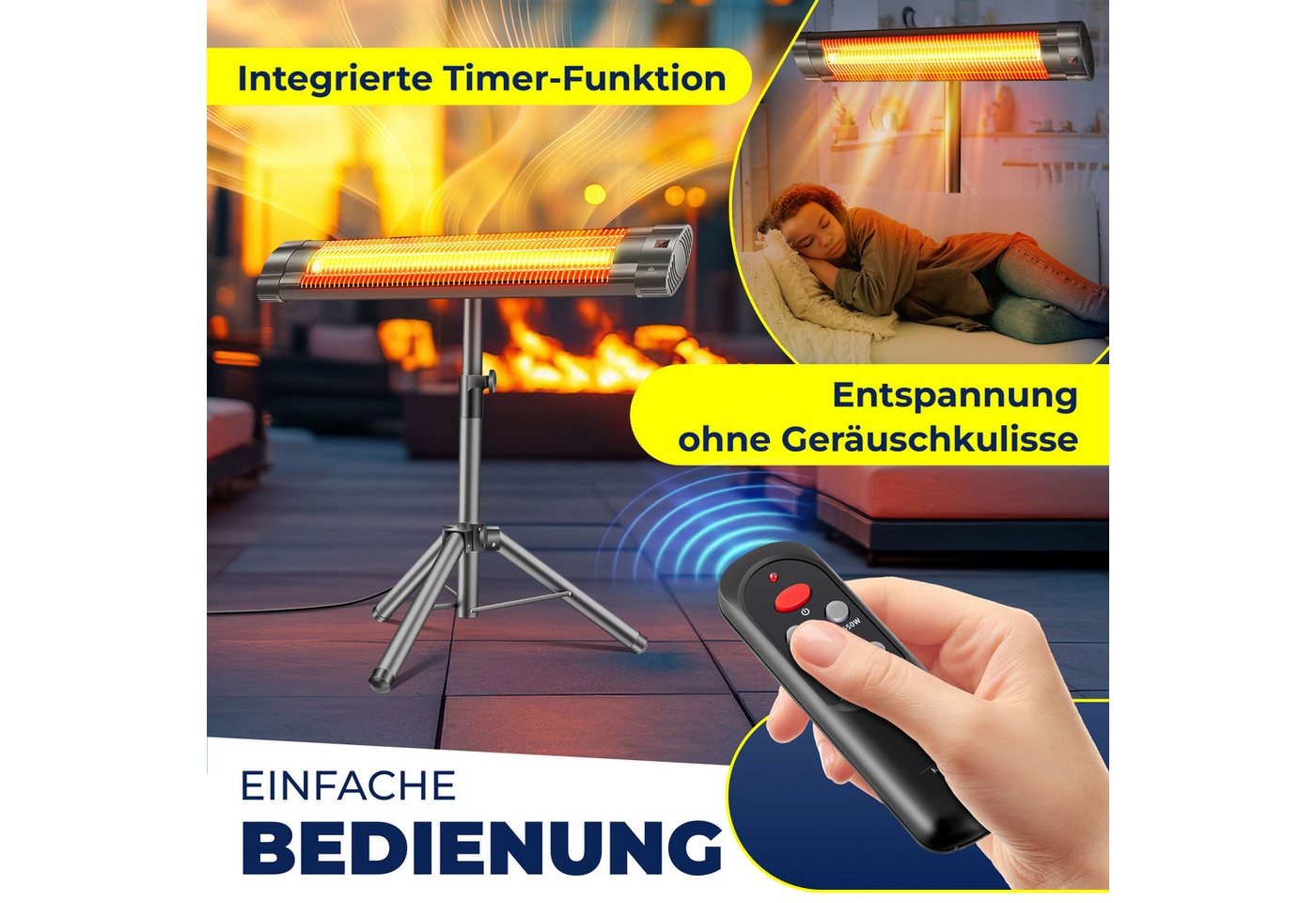 KESSER Infrarotstrahler, 2500 W, Infrarotstrahler Heizstrahler Terrassenstrahler 2500W – Bild 5 von 5