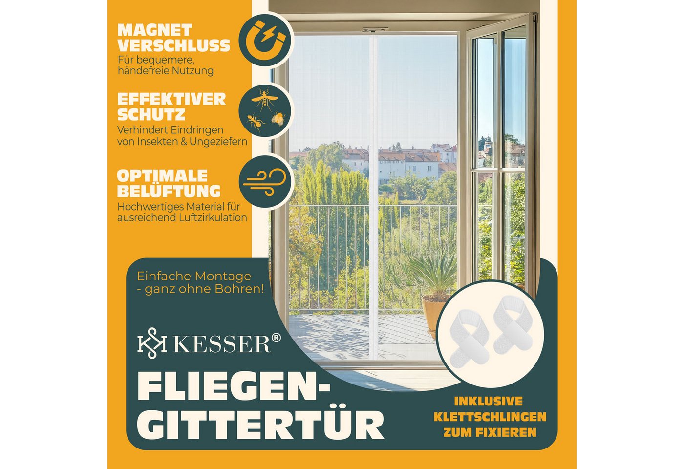 KESSER Insektenschutzplissee, Magnet Fliegengitter Tür Insektenschutz Magnetvorhang – Bild 2 von 5