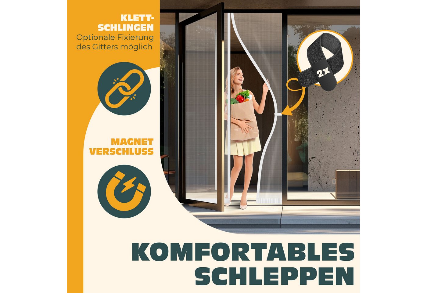 KESSER Insektenschutzplissee, Magnet Fliegengitter Tür Insektenschutz Magnetvorhang – Bild 3 von 5