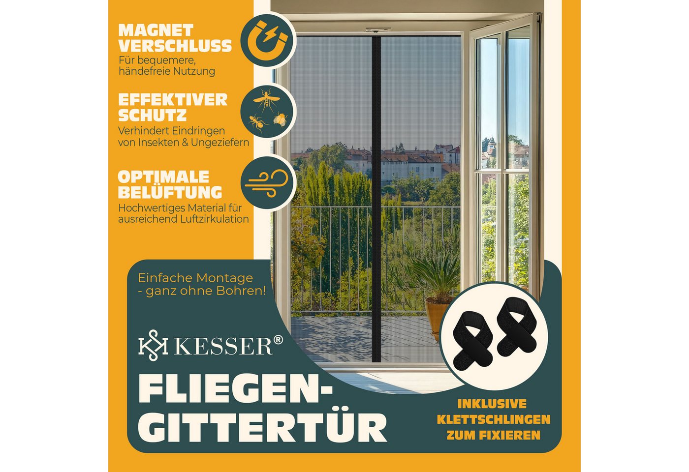 KESSER Insektenschutzplissee, Magnet Fliegengitter Tür Insektenschutz Magnetvorhang – Bild 2 von 5