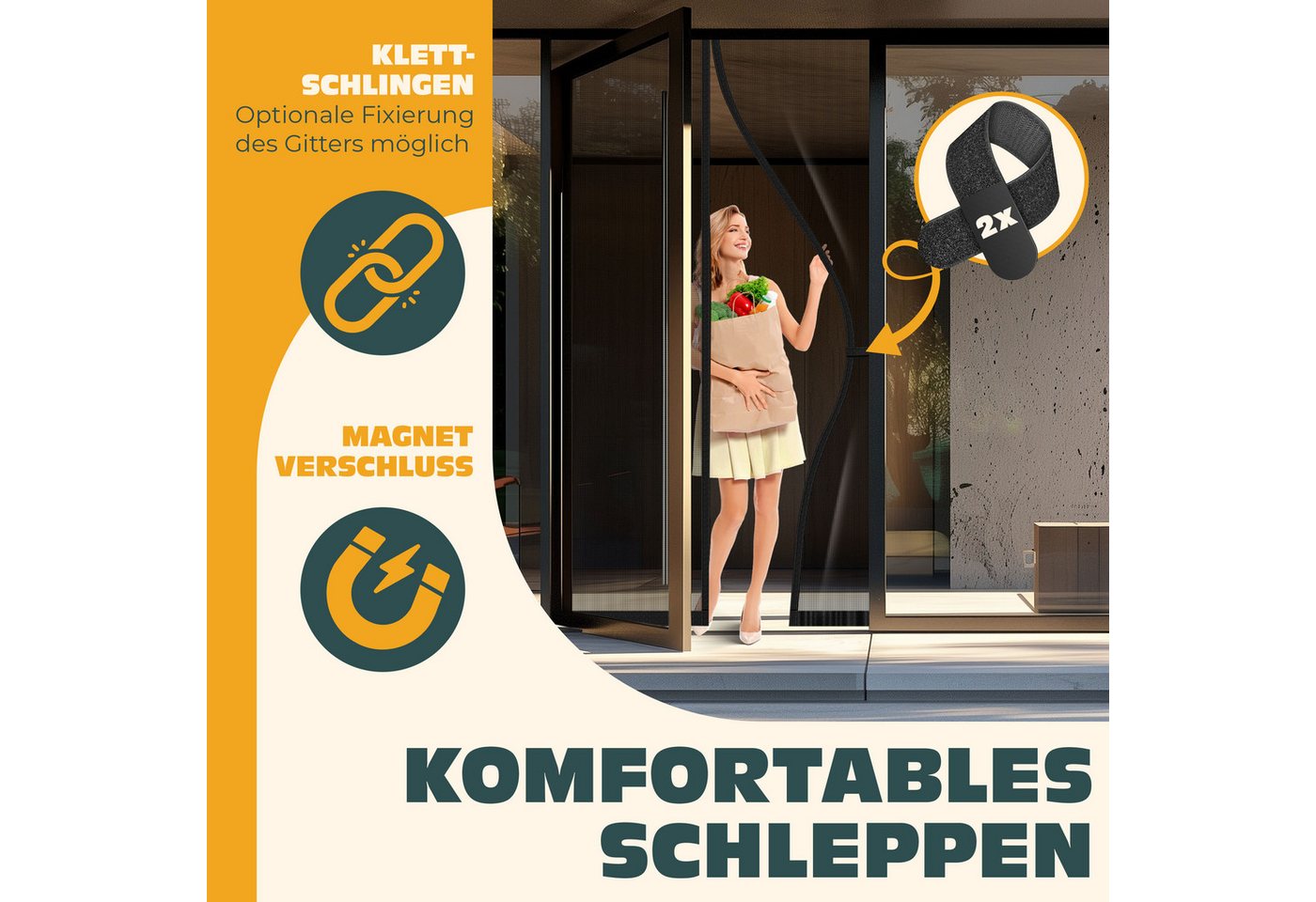 KESSER Insektenschutzplissee, Magnet Fliegengitter Tür Insektenschutz Magnetvorhang – Bild 3 von 5