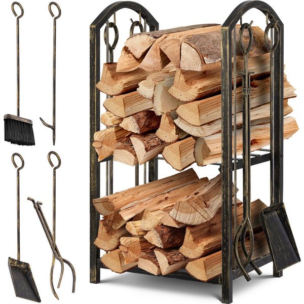 KESSER Kaminholzregal, Kaminholzregal 5-teiliges Set Kaminholzständer Feuerholzablage