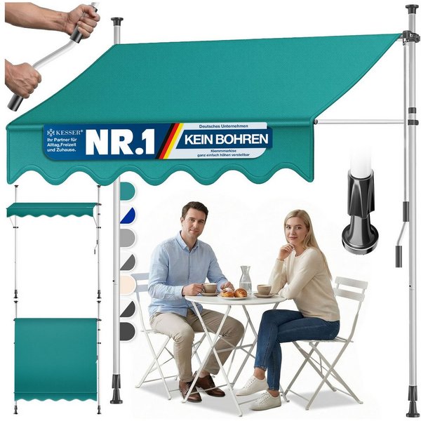KESSER Klemmmarkise UV-beständig, höhenverstellbar und wasserabweisend