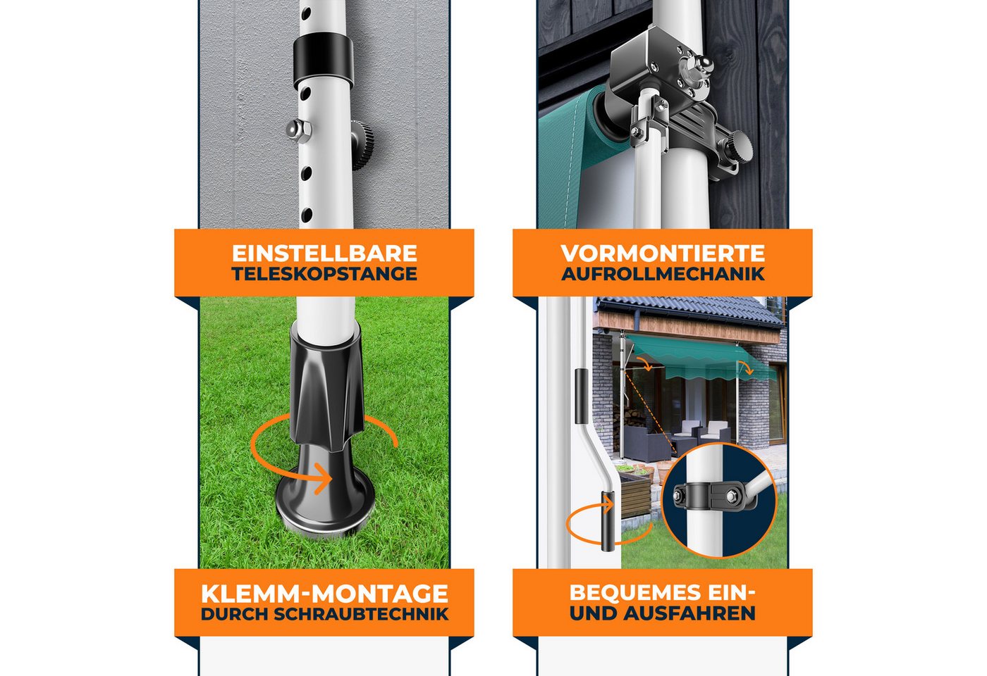 KESSER Klemmmarkise UV-beständig, höhenverstellbar und wasserabweisend – Bild 3 von 5