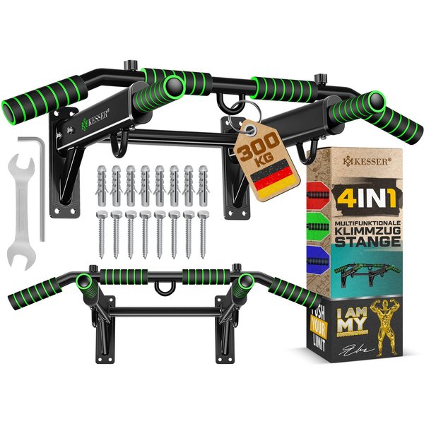 KESSER Klimmzugstange, 4in1 Klimmzugstange zur Wandmontage rutschfesten Griffen