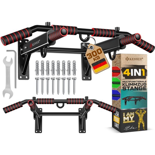 KESSER Klimmzugstange, 4in1 Klimmzugstange zur Wandmontage rutschfesten Griffen