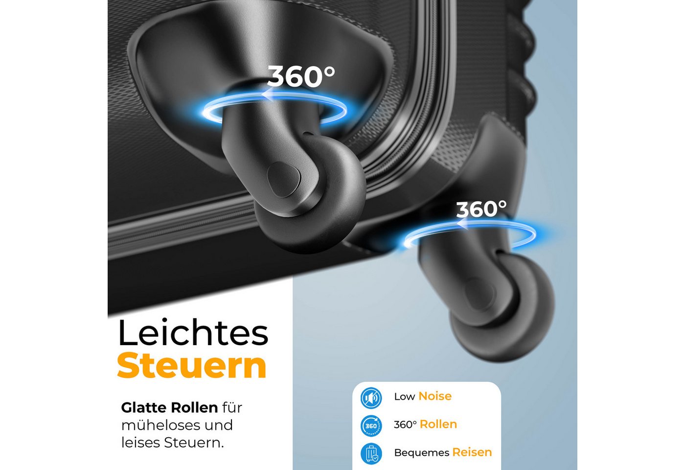 KESSER Kofferset, 4 Rollen, Inkl. Kofferwaage + Gepäckanhänger ABS-Hartschale – Bild 4 von 5