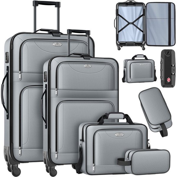 KESSER Kofferset, 4 Rollen, (Kosmetiktasche Handgepäck leichter Koffer & große Koffer), mit 3-Ziffern-TSA-Schloss, 360° Rollen & Teleskopgriff