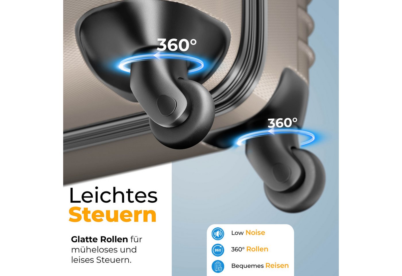 KESSER Kofferset, 4 Rollen, Inkl. Kofferwaage + Gepäckanhänger ABS-Hartschale – Bild 4 von 5