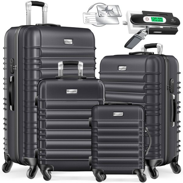KESSER Kofferset, 4 Rollen, Inkl. Kofferwaage + Gepäckanhänger ABS-Hartschale