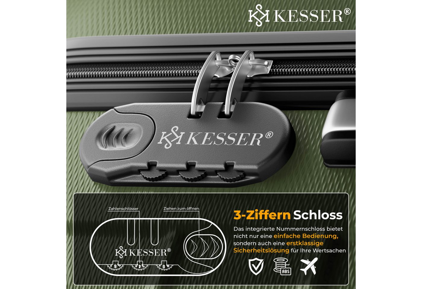 KESSER Kofferset, 4 Rollen, 3tlg. Hartschalenkofferset Hartschalenkoffer Reisekoffer Set – Bild 3 von 5