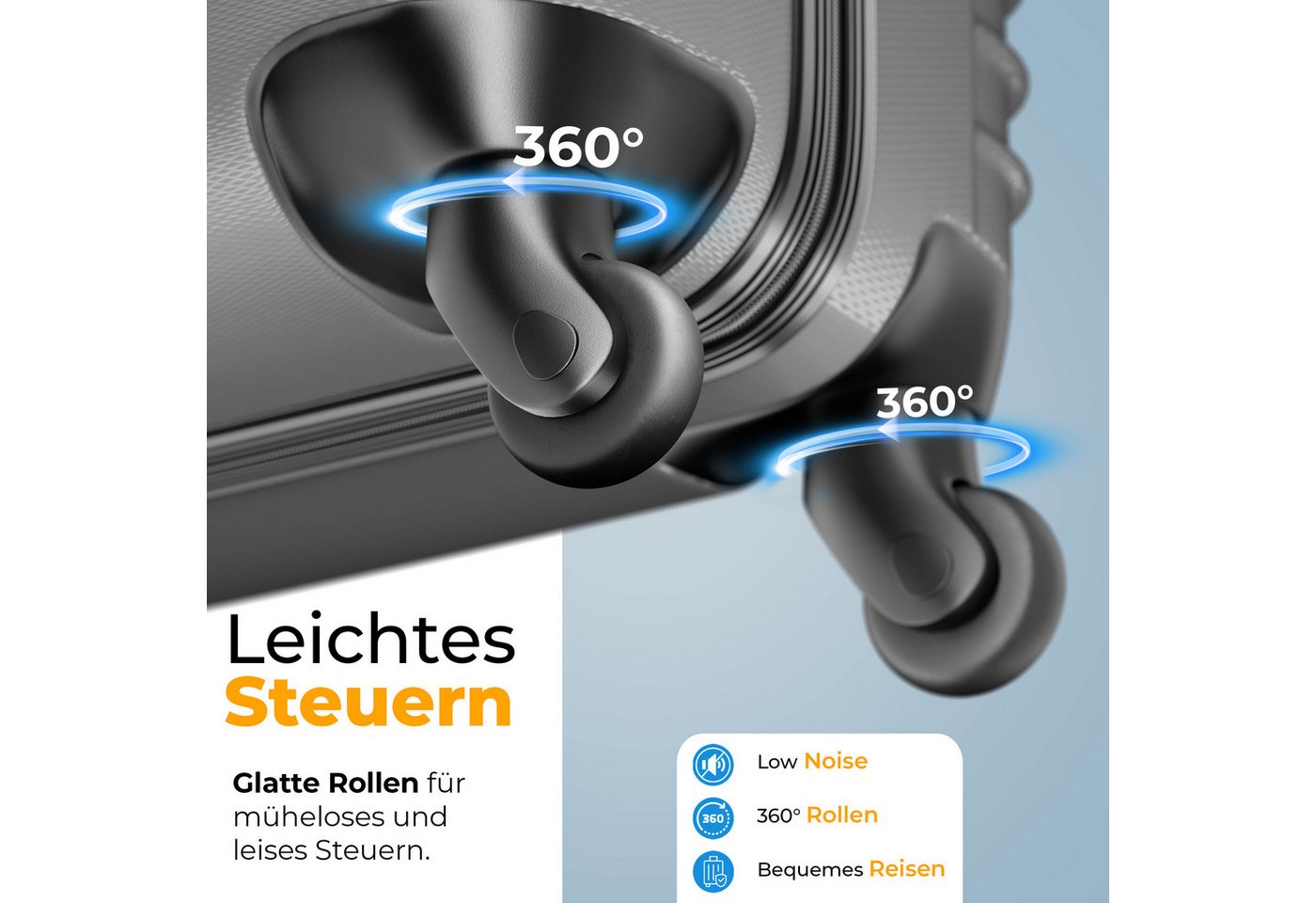 KESSER Kofferset, 4 Rollen, Inkl. Kofferwaage + Gepäckanhänger ABS-Hartschale – Bild 4 von 5