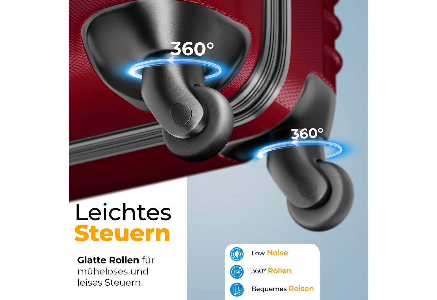 KESSER Kofferset, 4 Rollen, Inkl. Kofferwaage + Gepäckanhänger ABS-Hartschale – Bild 4 von 5