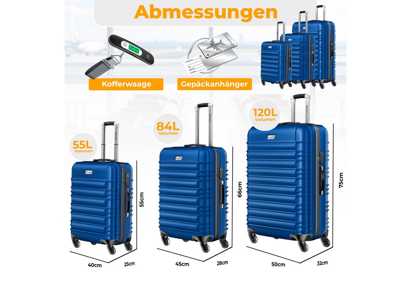 KESSER Kofferset, 4 Rollen, 3tlg. Hartschalenkofferset Hartschalenkoffer Reisekoffer Set – Bild 2 von 5