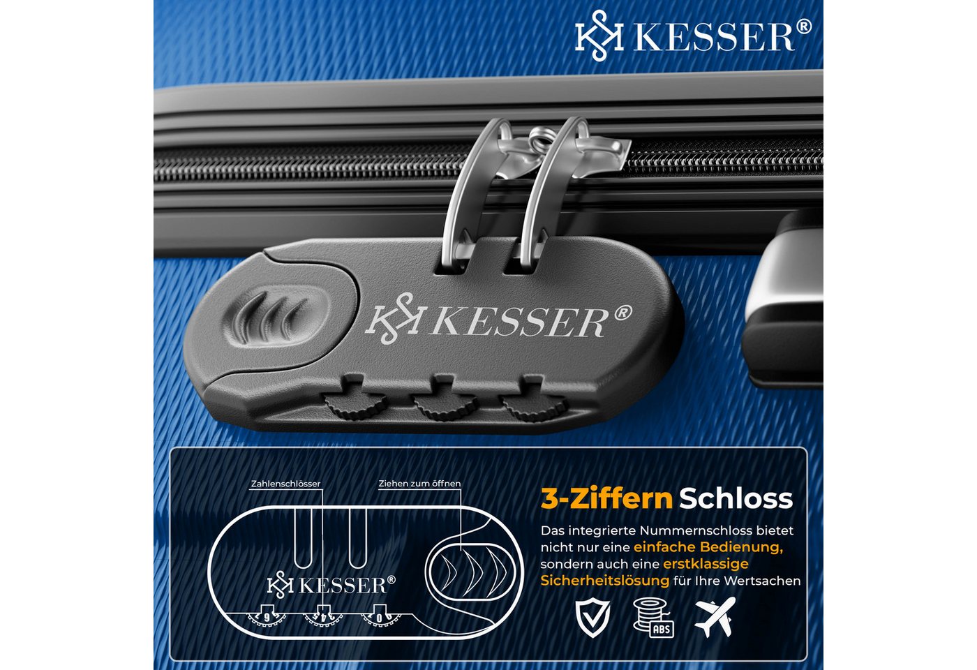 KESSER Kofferset, 4 Rollen, 3tlg. Hartschalenkofferset Hartschalenkoffer Reisekoffer Set – Bild 3 von 5
