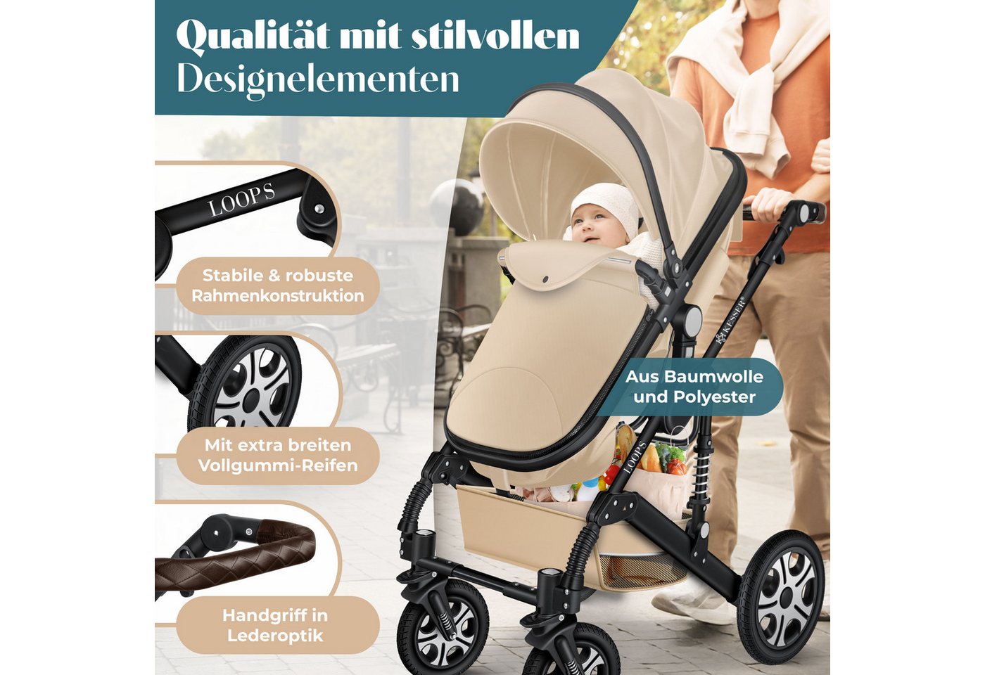 KESSER Kombi-Kinderwagen, Loops 4in1 Komplettset auch als Buggy für Kinder bis 4 Jahre – Bild 3 von 5