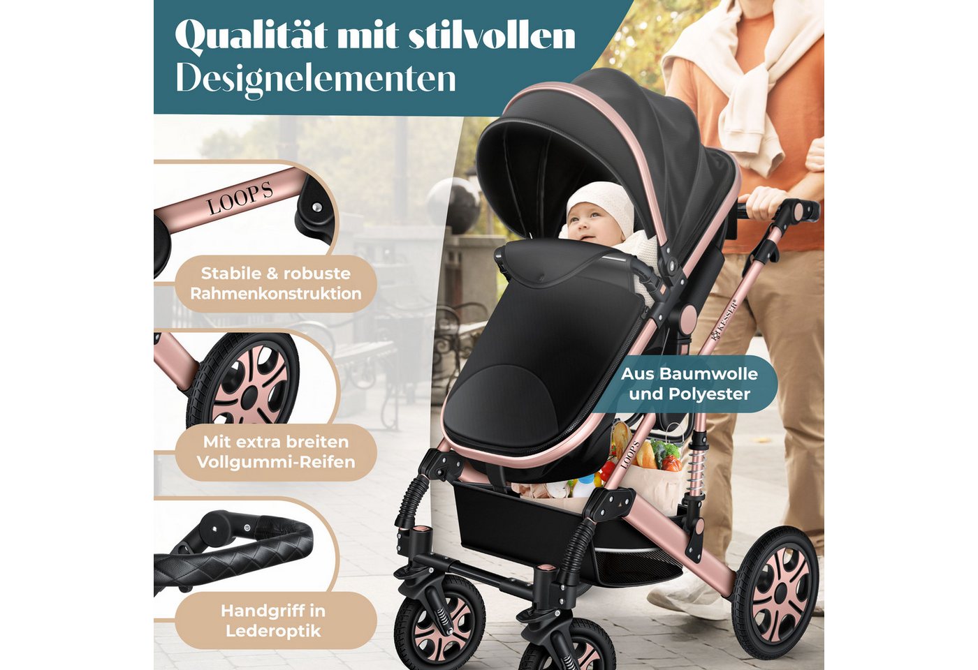 KESSER Kombi-Kinderwagen, Loops 4in1 Komplettset auch als Buggy für Kinder bis 4 Jahre – Bild 3 von 5